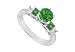 Diamond and Emerald Engagement Ring : 14K White Gold - 1.50 CT TGW