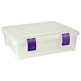 File Tub-Project Organizer and Album Storage, Natural with Purple Latches