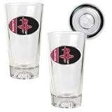 Houston Rockets NBA 2pc Pint Ale Glass Set with Basketball Bottom - Oval Logo