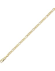 10K Yellow Gold 3.0mm Diamond Cut Royal Figaro Link Bracelet with Lobster Clasp