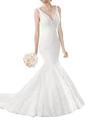 V-neck Sleeveless Tank Mermaid Open-Back Lace  Dress with a Brush/Sweep Train 