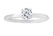 Platinum Overlay Sterling Silver Cubic Zirconia Prong-Set Round Cubic Zirconia Ring , Size 7