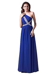 A-line Beaded Lace Natural   Waistline One Shoulder Floor Length Chiffon Evening Dress 