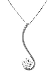 14K White Gold Slender Curve Necklace with 0.50ct Diamond