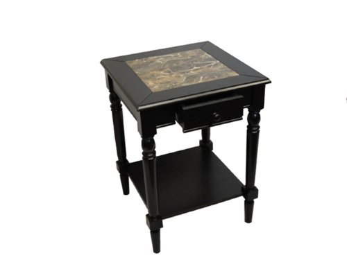 Convenience Concepts M6042185 French Country Faux Marble Top End Table
