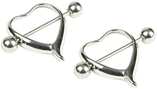 Niche Finds Branded SET OF 2 (Pair) Surgical Stainless Steel Heart Nipple Rings 316L