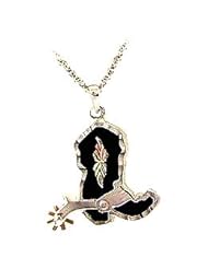 Beautifully designed! Black Hills Gold Sterling Silver Western Boot Pendant/Necklace