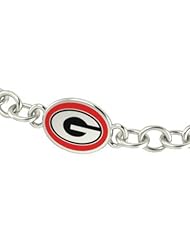 Georgia Bulldogs Sterling Silver Jewelry and Enamel Link Bracelet.