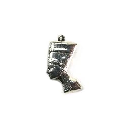 Egyptian Nefertiti Metal Cast Pendant with Corded Necklace