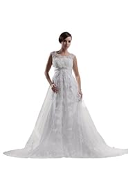 V-neck Empire   Waistline Crystal Beaded  Applique Lace Sleeveless Spring Fall  Dress with a Chapel Train  with a Court Train  With Rhinestones