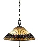 Quoizel TF489PVB Tiffany 12-Inch Pendant with 3-Lights with 160-Piece of Tiffany Glass Shade, Vintage Bronze