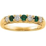 14K Yellow Gold Emerald & Diamond Anniversary Band Ring