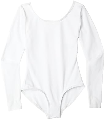 White Capezio Girls 7-16 Long Sleeve Leotard