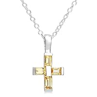 Sterling Silver Citrine Cross Pendant, 18