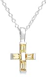 Sterling Silver Citrine Cross Pendant, 18
