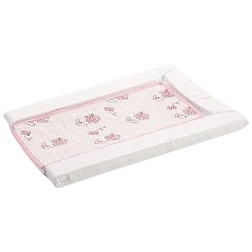 By Carla Large Little Petal Changing Mat With Towelling Stain Resistant Liner, White/Pink
