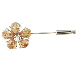 Orange Rhinestone Flower Pin Brooch by Pugster