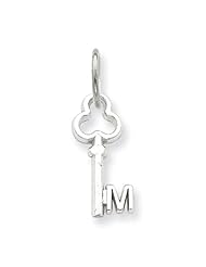 14k White Gold M Key Charm