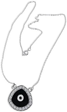 Black Evil Eye Protection Necklace with Rolo Chain Adjustable From 16 Inch to 20 Inch