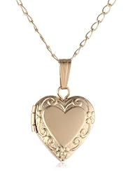 Childrens 14k Gold Filled Heart Locket Pendant Necklace, 15"