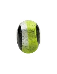 Kera Silver Green Black Murano Glass Bead
