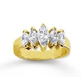 18k Yellow Gold 5 Stone 1 1/2Ct Diamond Anniversary Band