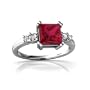 14K White Gold Square Created Ruby Art Deco Ring Size 8