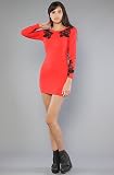 Motel The Gina Dress in Red Black Lace,Dresses for Women