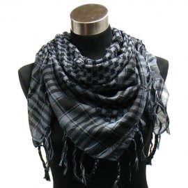 Houndstooth Square Shawl (40"x40"), White Black