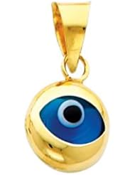 14K Yellow Gold Evil Eye Charm Pendant