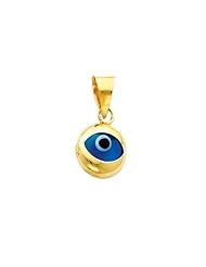 14K Yellow Gold Evil Eye Charm Pendant