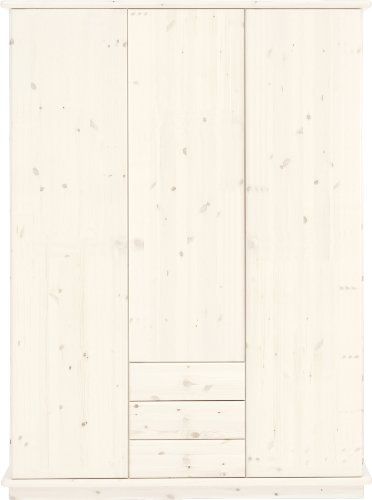 Steens 2523080813 Kleiderschrank Romo 208 x 156 x 60 cm Kiefer massive, white wash mit gla Preisvergleich
