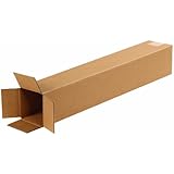 Aviditi 4424 Tall Corrugated Box, 4" Length x 4" Width x 24" Height, Kraft (Bundle of 25)