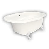 American Bath Factory B4-72-BB-LH-DM3-M2-25-WH Caspian Whirlpool Clawfoot Bathtub in Bisque, Paw Fee