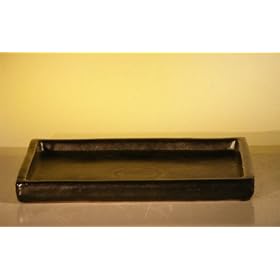 Bonsai Boy's Ceramic Humidity Drip Bonsai Tray - Black Rectangle 12 0 x 9 0 x 1 0: Patio, Lawn &amp; Garden