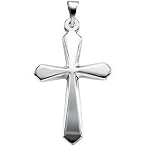 Christian Cross Pendant In 14K White Gold - 22mm New