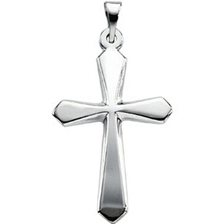 Christian Cross Pendant In 14K White Gold - 22mm New