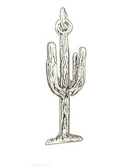 Sterling Silver 3D Tall Saguaro Desert Cactus Charm