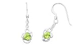 Trillion Cut Peridot Dangling Earrings Sterling Silver