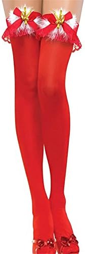 Fokbas Underwear Softly Women's Jingle Bell Thing Highs with Double Bow RedOne Szie Special Sexy