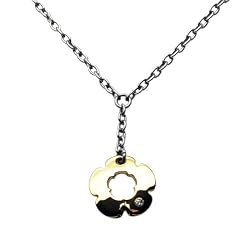 Women's New Gold Plated Steel 17 Inch Flower Necklace With Cubic Zicornia By Steelx