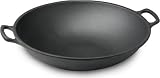 Emeril Pre-Seasoned Cast Iron 14-Inch Open Flat Bottom Wok