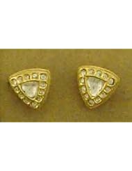 22kt Yellow Gold Diamond Pave Stud Earring Ethnic Style Jewelry