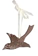 Sugared Fruit Silver Mirror Bird with Floral Embedded Etching Christmas Ornament