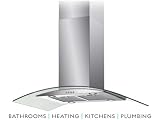 Baumatic 90cm Island Cooker Chimney Hood Stainless Steel/ Glass