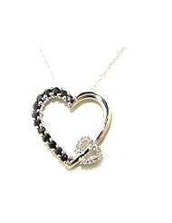 Solid White 9K Gold Natural Sapphire & Diamond Double Heart Pendant & 18" Chain Necklace - Ideal Gift for Mum, Daughter, Wife, Sister, Mothers Day, Birthday, Christmas, Valentines