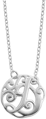 The Silver Heron Monogram Necklace.925 Sterling Silver, 16" + 2" Extender