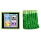 6G Nano Starter Pack Green Silicone Case + Green Sock Cover & Screen Protector Kit for New Apple iPod Nano 6 6th Generation 8GB 16GB