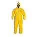 Dupont QC127SYLMD0012NF QC Coverall with Hood, Elastic Wrist and Ankle, Serged Seam, Medium, Yellow (Pack of 12)
