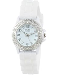 Golden Classic Womens 2218_white "Chic Jelly" Rhinestone Petite White Silicone Watch